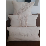 3 Almohadones Macramé/crochet/frase 