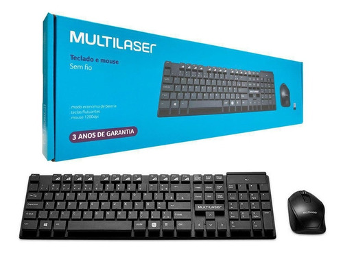 Kit Teclado Mouse Wireless Sem Fio Multilaser - Tc251 