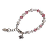 Pulsera Infantil De Perlas Cultivadas De Plata De Ley Con Cr