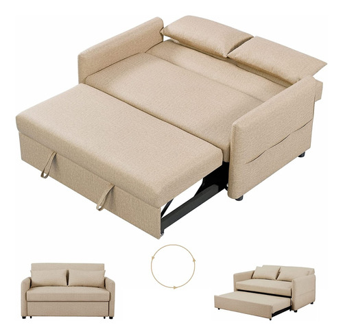 Sofa Cama Convertible 3 En 1 Color Caqui Marca Gynsseh
