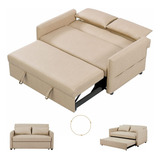 Sofa Cama Convertible 3 En 1 Color Caqui Marca Gynsseh