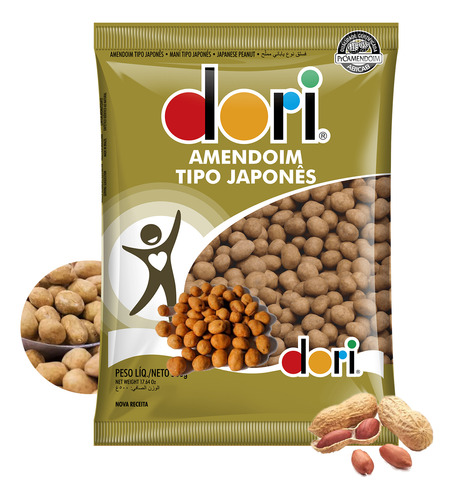 Amendoim Crocante Japonês 500g - Dori Snack Salgado Crocante