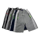 Pack 3 Short Bermuda Deportivo Niño Juvenil Cierre Raya