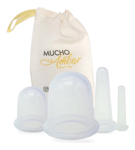 Set X4 Ventosas Chinas Cupping Faciales Body Copa Silicona 