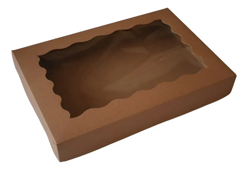 25 Cajas Mediana Galleta Con Ventana Kraft 32x22x4.5cm