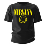 Camiseta Algodao Banda Nirvana Simbolo Smile Unissex