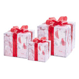 Cajas De Regalo Iluminadas Con Corbatas, Cinta, 3 Piezas