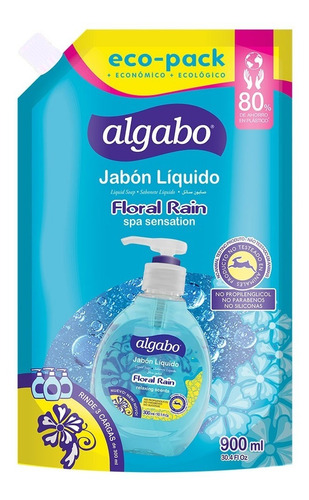 Repuesto Jabón Líquido Floral Rain 900ml Eco-pack Algabo