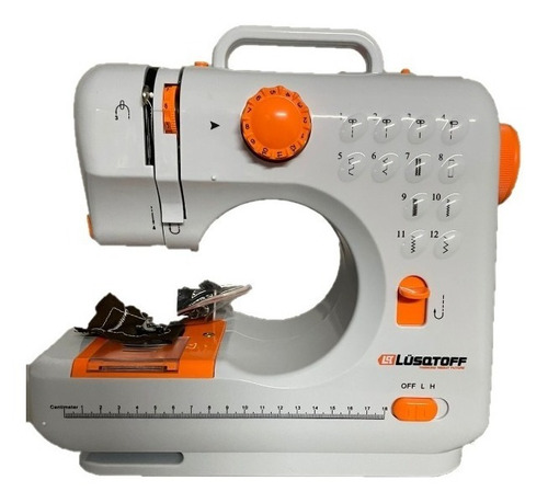 Máquina De Coser Recta Lusqtoff Mcs12l-8 Blanca Y Naranja