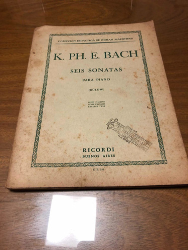 Bach Seis Sonatas Para Piano Bulow Ricordi Partituras