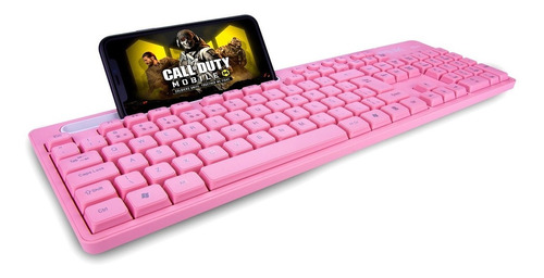 Teclado Usb Smart C/ Suporte Para Celular Rosa Notbook Pink