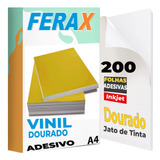 200 Folhas Vinil Adesivo Dourado - 90g A4  Jato De Tinta 