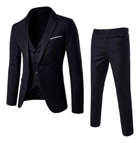 Blazer Ajustado De Fiesta De Boda De Tres Piezas For Hombre