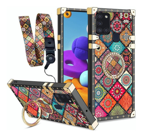 Funda Para Samsung Con Anillo Y Cuerda Carcasa Case Cuadrado