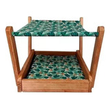 Cama Caminha Rede Cachorro Pet Gato C/ Colchonete Impermeáve Cor Verde Desenho Folhas