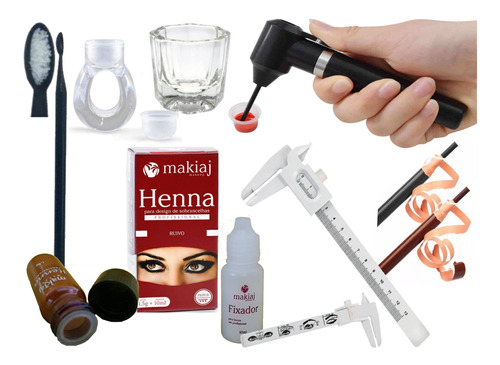 Kit Sobrancelha Profissional Henna Mixer Paq Lapis Palito