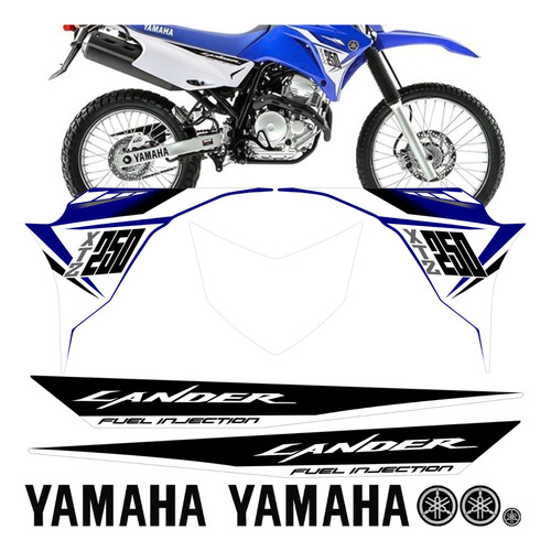 Kit Adesivo Lander 250 2015 Azul Moto Yamaha Faixa Jogo