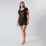 Set De Pijamas Top Mangas + Short Mujer Flores 33372-2