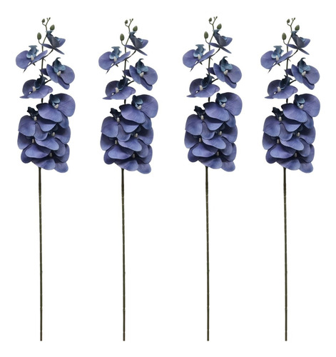 Kit 4 Flor De Orquídeas Artificiais Para Decoração Realista