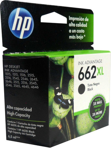 Cartucho Tinta Hp 662xl Negro Cz105al Original Alto Rendimie