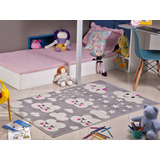 Tapete Infantil Menina Quarto Nuvem 1,00x1,50cm Macio Lancer