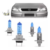 Kit Lampadas Astra 98 99 2000 2001 2002 Super Brancas Serve P/ Farol Baixo H7 Alto H1 - Techone 8500k 12v 55w Inmetro