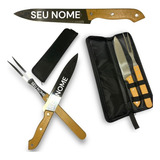 Kit Churrasco 2 Peças Garfo Faca Personalizados Laser Case