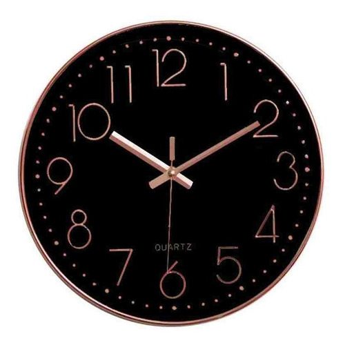 Reloj Pared 30cm Dorado Con Negro