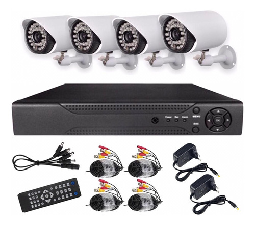 Kit 4 Camaras De Seguridad Con Dvr Interior Y Exterior 