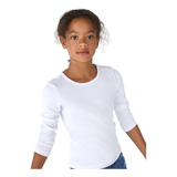 Blusa Básica Em Algodão Infantil Menina Manga Longa Hering