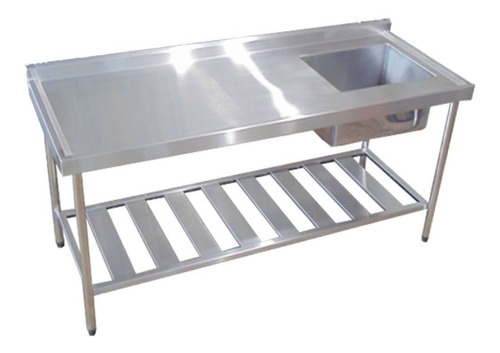 Pia De Inox Industrial 180x60x90 Cm Cuba Direita Nortinox