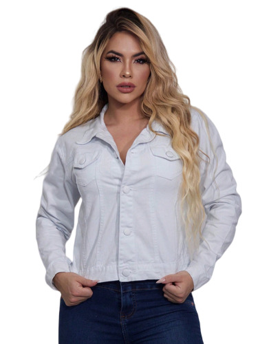 Jaqueta Feminina Jeans Diff Curta Moda Blogueirinha Luxo