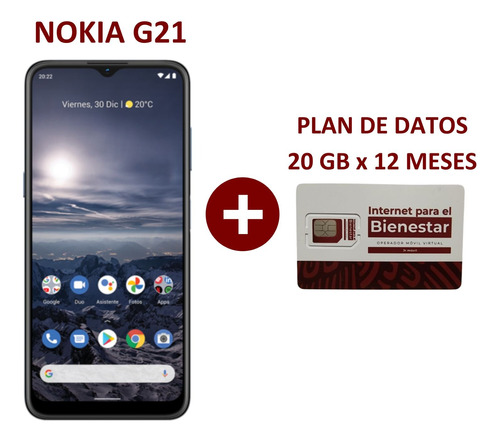 Nokia G21 + Plan 12 Meses Internet Para El Bienestar 20 Gb