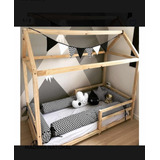 Cama Casita Montessori Sin Barniz (colchón 190x80cm)