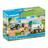 Figura Armable Playmobil Coche Con Remolque Para Poni 44 Pc