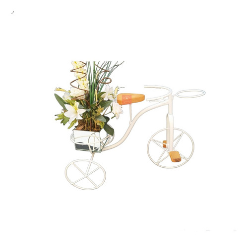 Bicicleta Suporte Vaso De Flor Em Ferro Branca Gigante 82 Cm