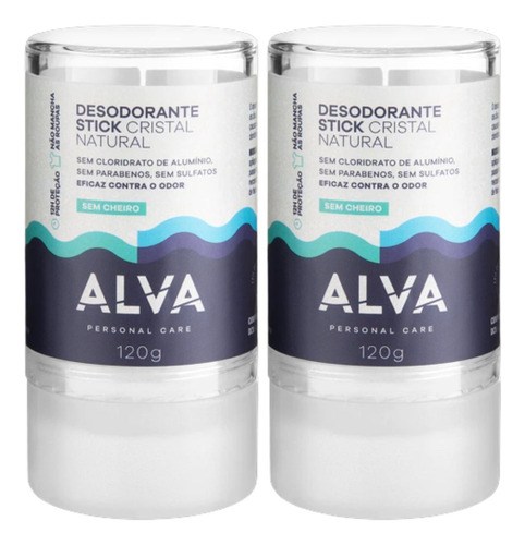 Desodorante Stick Kristall Sensitive Alva 120g - 2 Unidades