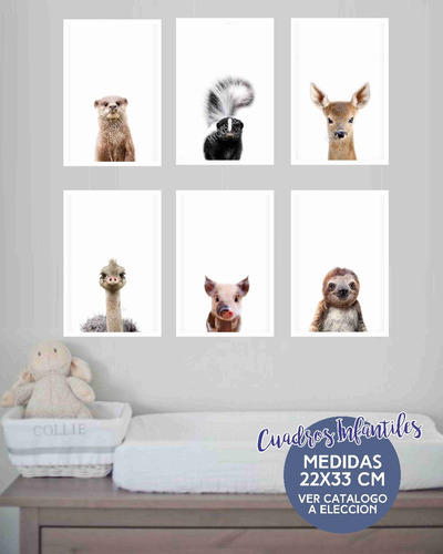 Cuadros Infantiles Animales Nordicos Bebes 22x33 Cm Set 6 Un