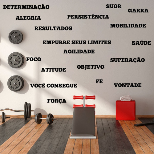 Kit Adesivo Palavras Motivação Academia Ambiente Inspirador