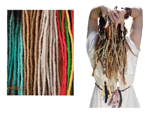 Extensiones Dreadlock Rastas Sintéticas Medium 20cm X 5unid