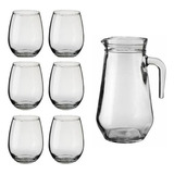 Juego Jarra Acapulco Vidrio + 6 Vasos Copon 450 Ml Rigolleau