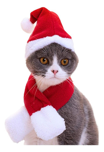 Gift Disfraz De Navidad Gorro De Papá Noel Bufanda Gato Set