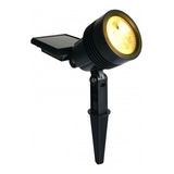 Luminaria Espeto Refletor Spot Solar Jardim Led Amarelo 20lm