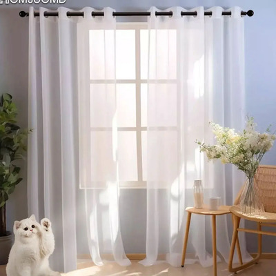 LING Cortina 132*241cm Traslucida Velo Sala Dormitorio 2 Paneles Color Blanco | MercadoLibre