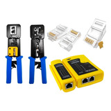 Alicate Crimpagem + Testador Rede + 100 Conectores Rj45