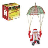 Papai Noel Musical Paraquedista Decoração Natal 53cm