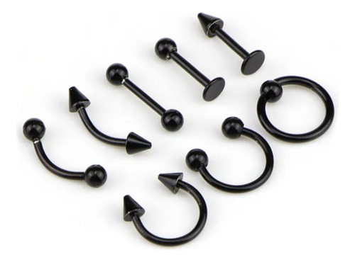 8pcs Set Piercing Acerco Quirúrgico Labio Ceja Septum Argoll