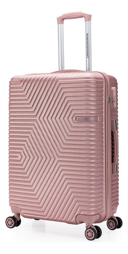 Mala Viagem Pequena De Mão Bordo Abs Resistente Swissport Cor Rose Liso