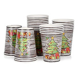Vasos Desechables De Navidad, Diseño De Árbol De Madera Para