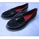 Tommy Hilfiger Mocasines Flat 25.5 Charol Gamuza Negro